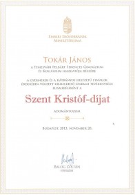 Tokar_Janos_Szt_Kristof_díj